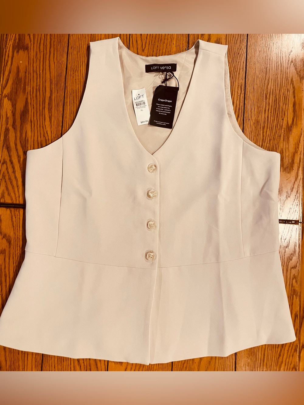 NWT LOFT Versa Vest, beige, lined, size XL